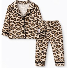 Bubito Leopar Desenli Kız Bebek Çocuk Alt Üst 2'li Pijama Takım-Çok Renkli