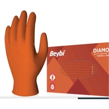 Beybi Diamond Pudrasız Xl Beden Kalın Turuncu Nitril Eldiven Ekstra Büyük 100 Adet