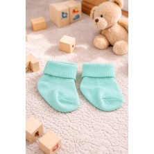 Amelio Kids Amélio Kids Turkuaz Organik Pamuk Katlamalı Unisex Yenidoğan Soket Çorap