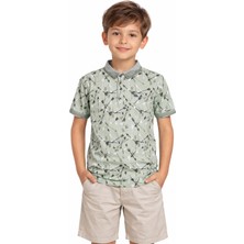 Mco Kids Erkek Çocuk Ok Desenli Düğme Kapamalı Yeşil Renk Polo Yaka Tişört
