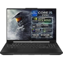 Asus TUF Gaming F16 FX607VU-RL144-GAMING Intel Core 5 210H 16GB DDR5 5200MHZ 512GB SSD RTX 4050 6GB (140W) 144Hz 16"  IPS Panel WUXGA Freedos Taşınabilir Bilgisayar