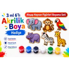 Ay Işığı Store Ahşap Hayvan Figürü Karışık Boyama 6 Adet