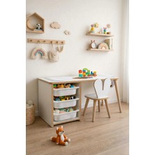 Obi Atölye Resim Kağıdı Rulolu 3 Çekmeceli Aktivite Masası Çocuk Oyun Masası Tavşan Sandalyeli