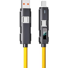 Heartz 4 In 1 LED Ekranlı 65W-27W Pd USB Ios Type C Super Turbo Fast Aaa+ Kalite Şarj ve Data Kablosu