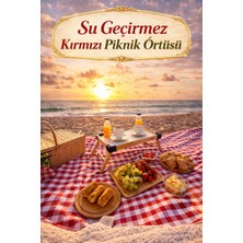 Pinlock Kareli Sofra Bezi Piknik Örtüsü, Çok Amaçlı Örtü Kırmızı Beyaz Piknik Örtüsü Masa Örtüsü 150X150 cm