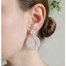 Ödül Moda Polimer Kil Özel Tasarım Taş Rengi Dokulu Küpe