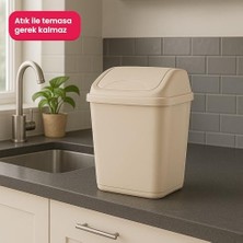 Life Vittorio Çöp Kovası – 5 Litre, Sallanır Kapaklı, Kompakt ve Şık Atık Kutusu (Bej)