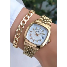 Daniel Klein Orijinal Çelik Kordon Takvimli Kadın Kol Saati 3 Atm Su Geçirmezlik Gold Renk Bileklik Hediyeli