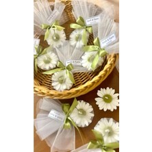 Çağıl Candles Papatya Figürlü Soya Mum | 10 Adet Tül Keseli Hediyelik Mum | Söz|nişan| Kına |düğün