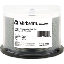 Dvd+R Dl 8.5gb 8x Datalifeplus Beyaz Mürekkep Püskürtmeli Yazdırılabilir, Hub Yazdırılabilir - 50PK Mil - 98319