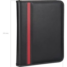 2k 2026 Ajanda Deri Fermuarlı 4 Halka Mekanizmalı Hesap Makineli Organizer, Siyah, 21X27 cm