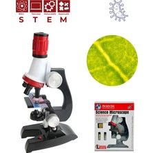 Temel Işıklı Bilimsel Çocuk Mikroskobu 100X 400X 1200X, Stem Eğitim ve Deney Seti