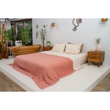 %100 Pamuk Çift Kişilik Müslin Battaniye/yatak Örtüsü 210X225, Hafif, Nefes Alabilir, Çift Taraflı, Tarçın Renk Rikka Home