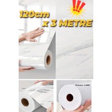Renkli Duvarlar 120CM x 3 Metre 1 Adet Parlak Beyaz Mermer Desenli Yapışkanlı Duvar Paneli Kağıdı Banyo Wc Döşeme