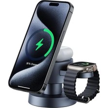 Manyetik 4’ü 1 Arada Şarj Istasyonu – Telefon, Saat, Kulaklık ve Gece Lambası Özelliğiyle Şık ve Pratik Tasarım, Hızlı Şarj, Uyumlu Stand