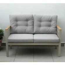 Opal 2li (Gri) Metal Gövde Balkon-Bahçe-Kafe,çay Seti,koltuk Takımı,oturma Grubu,ofis Koltuğu