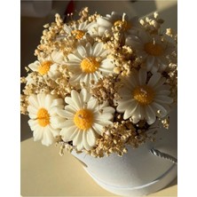 Çağıl Candles Papatya & Kuru Çiçek Saksı Mum Papatya Figürlü Saksı Mum | Kuru Çiçekli Dekoratif El Yapımı Mum