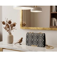 Addy Lidya Geometrik Desenli Gold Zincir Askılı Omuz ve El Çantası