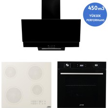 Afm Tech Fethy Elıte Premium Vitroseramik Elektrikli Siyah  Ankastre Set ( V6-05 + FM7700 +FM3250 )