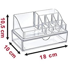 Deconox 9 Bölmeli Çekmeceli Akrilik Piramit Kozmetik Ürün Düzenleyici, 9 Bölmeli Makyaj Organizeri, Akrilik Pramit Makyaj Organizeri (523)