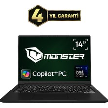 Monster Huma H4 V7.3.5 Core Ultra X7 358H 32 GB Ram 1 Tb SSD Intel Arc B390 Windows 11 14" Fhd+ Copilot+ Pc Iş Bilgisayarı
