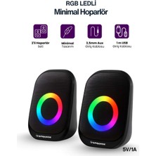 Midcom SR-PN786 3W*2 USB 2.0 + 3.5mm 5V Bilgisayar Hoparlör Rgb Işıklı