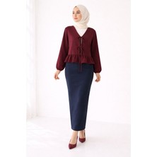 Cng Moda Önü Bağlamalı Fırfırlı Kimono Gömlek