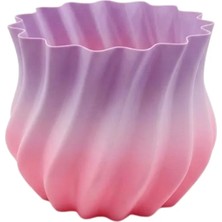 M Merc Giyim Pembe Lila Degrade Kıvrımlı 3D Vazo Estetik Ev Ofis Dekoru