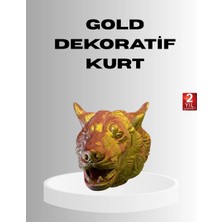 M Merc Giyim Gold Renk 3D Kurt Başı Duvar Dekoru