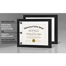 11X14 Siyah Diploma Çerçeve | Sertifika Çerçevesi 8,5X11 Diplomaları Mat Veya 28X34 Inç Matsız Gösterir. Kırılmaya Dayanıklı Cam. Asma Donanımı Dahildir - 2 Paket