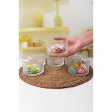 Lüx Kristal Büyük Cam Sunum Seti 6'lı, Kristal Kesme Cam Dondurmalık ve Tatlı Sunum, 9 cm x 5 cm