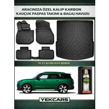 Yek Cars Mini Countryman Elektrikli 2024-2025-2026 İle Uyumlu Model Araca Özel Kokusuz Paspas Takımı + Bagaj Havuzu