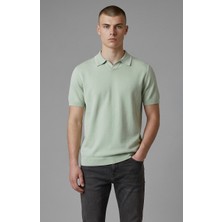 Erkek Coonless Yakalı Yeşil Triko Tshirt