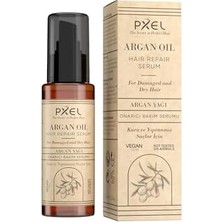 Pxel Saç Onarıcı Serum 75 ml – Argan Yağı, Hindistan Cevizi Yağı ve E Vitamini Içerikli | Yıpranmış, Mat ve Kabaran Saçlar Için Parlaklık ve Yumuşaklık Sağlayan Onarıcı Vegan Saç Serumu