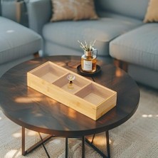 Bambu 3 Bölmeli Kristal Kapaklı Sunumluk, Kuru Meyve, Kuru Yemiş ve Drajeleriniz Için 3 Bölmeli Dikdörtgen Sunum Tepsisi ve Tabağı 30CM*10CM*6,5CM