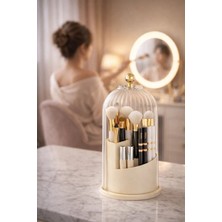 Origa Şeffaf Kapaklı 360 Dönebilen Standlı Fırça Kozmetik Makyaj Düzenleyici Organizer Şeffaf