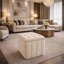 Muba Online Kapitoneli Dilimli “modern Kare Puf | Ayak Dinlendirme Taburesi | Dekoratif ve Rahat Yüksek Kalite”