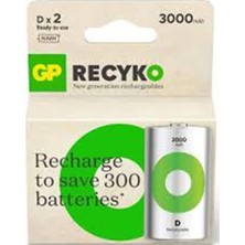 Gp 3000 mAh Büyük Boy Şarjlı Pil 2 li  Paket D Boy GP300DHCR21-2TLB2