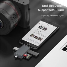 USB Ligtning iphone ile Uyumlu - iPad ile Uyumlu ve Type-C Girişli Kart Okuyucu Multi Otg USB C Adapter Sd Tf Micro Card Reader Micro USB Adapter Lighting Için Dönüştürücü ADS-368