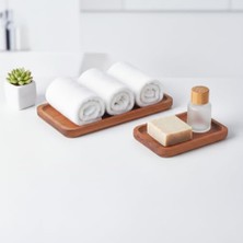 2'li Doğal Akasya Ahşap Dikdörtgen Servis Tabağı ve Çerezlik Seti – 12X9 cm ve 20X11 cm Kahve Yanı Sunumluk, Sushi ve Meze Tepsisi (Ikili Takım)
