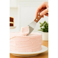 Profesyonel Paslanmaz Çelik Açılı Spatula, Ergonomik Ahşap Saplı, Pasta, Kek ve Krema Sıvama, Tatlı, Baklava Servis Spatulası, Esnek Mutfak ve Pastacılık Yardımcısı