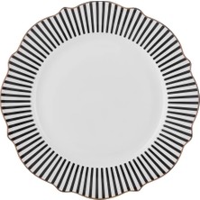 New Ince Çizgili Pasta Tabağı 21 cm Kırmızı