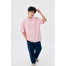Hoxie Unisex Pembe Oversize Tişört - Minimal Tokyo Tipografi Baskılı