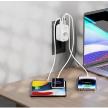 Akım Korumalı Priz 1x Priz, 2x Type-C, 1x USB Port Çıkışlı Tekli (Beyaz)