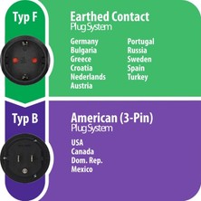 Seyahat Fişi/seyahat Adaptörü (Seyahat Priz Adaptörü: Abd Priz ve Euro Fiş) 15 Am| Maks. 1875 W, Siyah