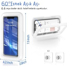 Duş Telefon Tutucu, Su Geçirmez ve Buğu Önleyici, 360° Dönen Duvara Monte Telefon Kılıfı, 6.8 Inç'e Kadar Hd Hassas Dokunmatik Ekran Tutucu, Banyo ve Mutfak Için