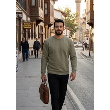 Belirtilmemiş Genel Erkek Basic Yuvarlak Yaka Battal Pike Kazak