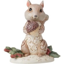 Jim Shore Heartwood Beyaz Ağaçlık Alan Sincap Figürü, 9 Cm, Polireçine, Sim, Kalsiyum Karbonat