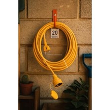 Seyyar Uzatma Kablosu, Erkek ve Dişi Fiş Kaplinli, Kapaklı Prizli, 3x2.5 Mm, Kalın Kablo, Bahçe, Şantiye, Atölye ve Dış Mekan Kullanımına Uygun, Güvenli Güç Bağlantı Kablosu (20 Metre)