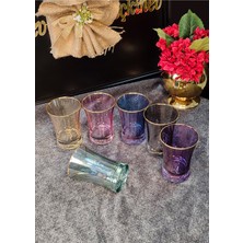 SEÇKİNEV Altı Renk Gerçek Yaldızlı Azur Su Bardağı 210CC